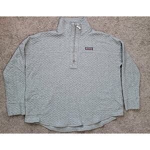 Vineyard Vines Women's "Shep Shirt" Quilted Pullover ¼‑Zip XL Gray Diamond GUC